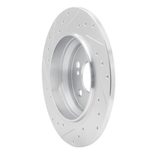 R1 03-06 Mercedes-Benz S350 Rear Right Drilled & Slotted Silver Brake Rotor