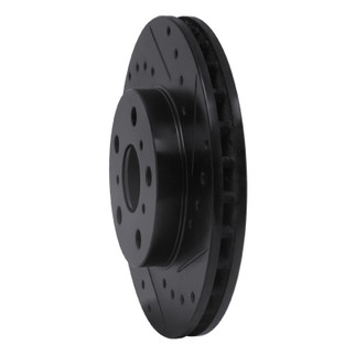 R1 87-91 Toyota Camry Front Right Drilled & Slotted Black Brake Rotor