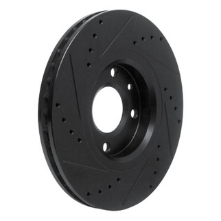 R1 03-25 Peugeot Partner (Mexico) Front Right Drilled & Slotted Black Brake Rotor