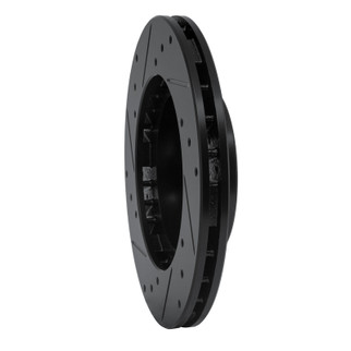 R1 87-92 Geo Prizm Front Right Drilled & Slotted Black Brake Rotor