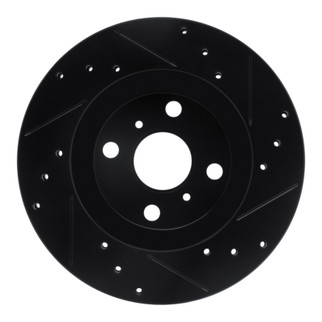 R1 87-92 Geo Prizm Front Left Drilled & Slotted Black Brake Rotor