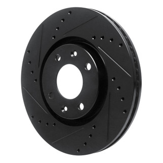 R1 03-25 Peugeot Partner (Mexico) Front Left Drilled & Slotted Black Brake Rotor