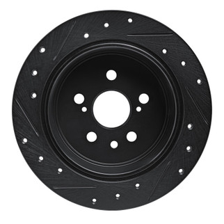 R1 86-93 Lexus ES250 Rear Right Drilled & Slotted Black Brake Rotor