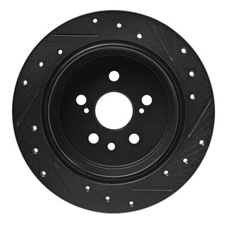 R1 86-93 Lexus ES250 Rear Left Drilled & Slotted Black Brake Rotor