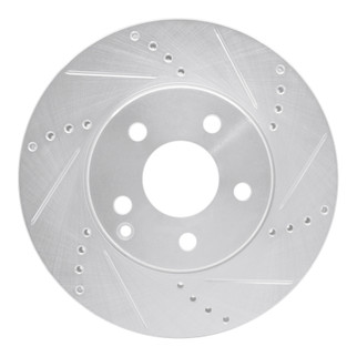 R1 03-09 Mercedes-Benz E350 Front Right Drilled & Slotted Silver Brake Rotor