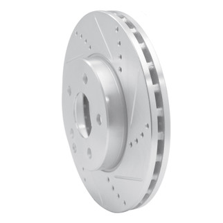 R1 03-09 Mercedes-Benz E350 Front Right Drilled & Slotted Silver Brake Rotor