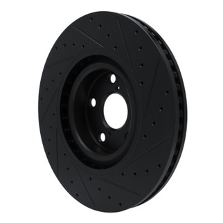 R1 11-25 Lexus IS200T Left Front Drilled & Slotted Black Brake Rotor