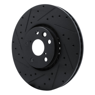 R1 06-20 Lexus GS350 Left Front Drilled & Slotted Black Brake Rotor