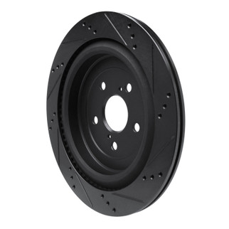 R1 16-22 Lexus RX350 Rear Left Drilled & Slotted Black Brake Rotor
