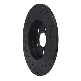 R1 11-17 Lexus CT200H Rear Left Drilled & Slotted Black Brake Rotor