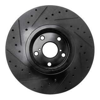R1 07-11 Lexus GS350 Right Front Drilled & Slotted Black Brake Rotor