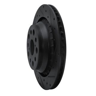 R1 07-17 Lexus LS460 Right Rear Drilled & Slotted Black Brake Rotor