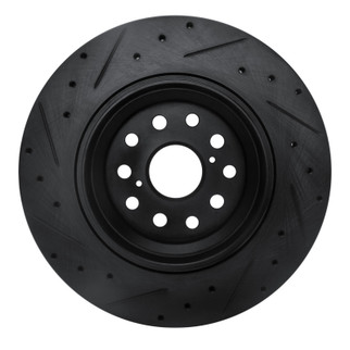 R1 07-17 Lexus LS460 Right Rear Drilled & Slotted Black Brake Rotor