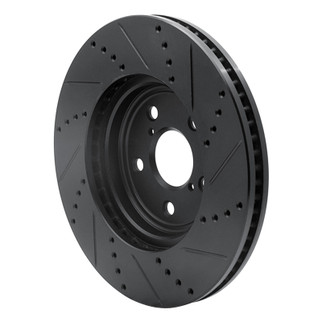 R1 01-06 Lexus LS430 Front Left Drilled & Slotted Black Brake Rotor