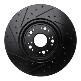 R1 95-00 Lexus LS400 Front Right Drilled & Slotted Black Brake Rotor
