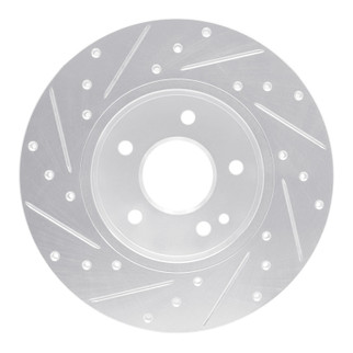 R1 97-98 Mercedes-Benz C230 Front Right Drilled & Slotted Silver Brake Rotor