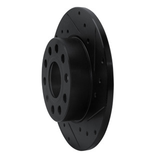 R1 05-13 Audi A3 Rear Right Drilled & Slotted Black Brake Rotor