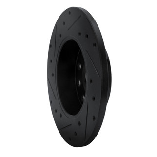 R1 05-13 Audi A3 Rear Right Drilled & Slotted Black Brake Rotor
