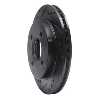 R1 95-04 Ford Contour Rear Left Drilled & Slotted Black Brake Rotor
