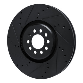R1 04-06 Audi TT Quattro Left Front Drilled & Slotted Black Brake Rotor