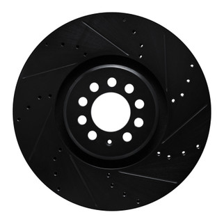 R1 04-06 Audi TT Quattro Right Front Drilled & Slotted Black Brake Rotor