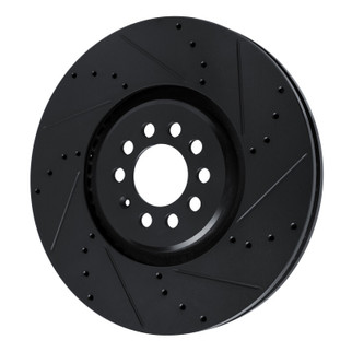 R1 04-06 Audi TT Quattro Right Front Drilled & Slotted Black Brake Rotor
