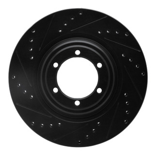 R1 12-18 Chevrolet Colorado Front Left Drilled & Slotted Black Brake Rotor