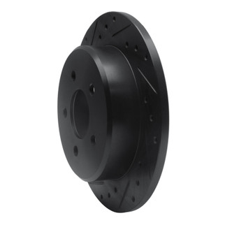 R1 91-95 Ford Crown Victoria Rear Left Drilled & Slotted Black Brake Rotor