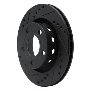 R1 99-05 Audi A6 Quattro Rear Left Drilled & Slotted Black Brake Rotor