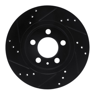 R1 00-06 Audi TT Quattro Rear Right Drilled & Slotted Black Brake Rotor