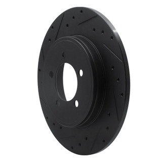 R1 03-05 Lincoln AVIATOR Rear Left Drilled & Slotted Black Brake Rotor