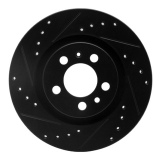 R1 98-15 Volkswagen Beetle Front Left Drilled & Slotted Black Brake Rotor