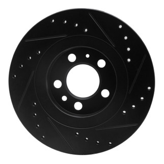 R1 98-15 Volkswagen Beetle Front Left Drilled & Slotted Black Brake Rotor