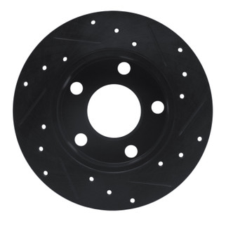 R1 96-05 Audi A4 Quattro Rear Left Drilled & Slotted Black Brake Rotor