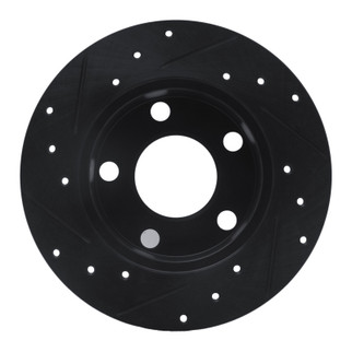 R1 92-05 Audi 100 Quattro Rear Right Drilled & Slotted Black Brake Rotor