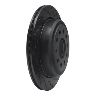 R1 03-11 Lincoln Town Car Rear Right Drilled & Slotted Black Brake Rotor