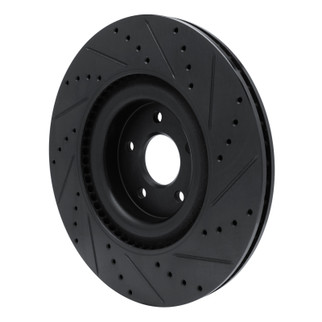 R1 16-18 Ford Focus Front Left Drilled & Slotted Black Brake Rotor