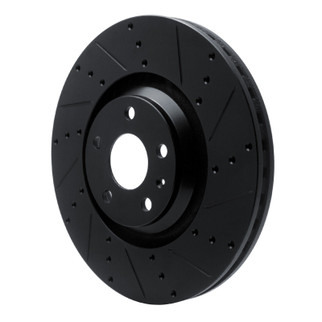 R1 12-15 Audi TTS Quattro Front Right Drilled & Slotted Black Brake Rotor
