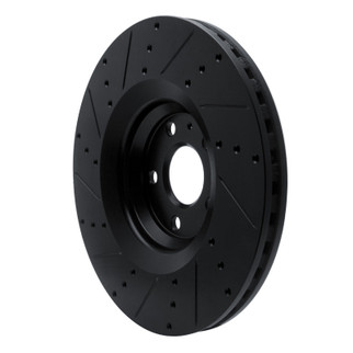 R1 12-15 Audi TTS Quattro Front Right Drilled & Slotted Black Brake Rotor