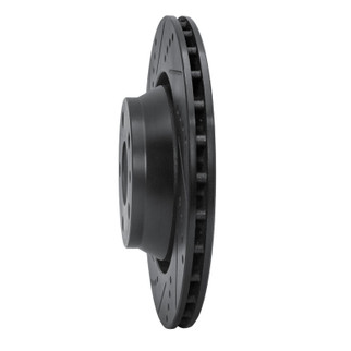 R1 08-15 Audi TTS Quattro Rear Left Drilled & Slotted Black Brake Rotor