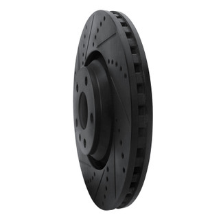 R1 08-11 Audi TT Quattro Front Left Drilled & Slotted Black Brake Rotor