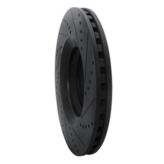 R1 08-11 Audi TT Quattro Front Left Drilled & Slotted Black Brake Rotor