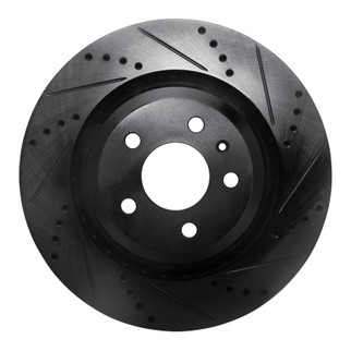 R1 07-11 Audi S6 Rear Right Drilled & Slotted Black Brake Rotor