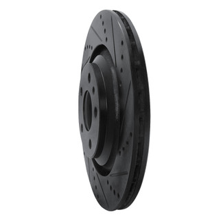 R1 07-11 Audi S6 Rear Right Drilled & Slotted Black Brake Rotor