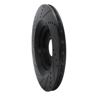 R1 07-11 Audi S6 Rear Right Drilled & Slotted Black Brake Rotor