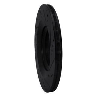 R1 07-11 Audi S6 Rear Left Drilled & Slotted Black Brake Rotor