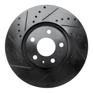 R1 05-11 Audi A6 Quattro Front Left Drilled & Slotted Black Brake Rotor