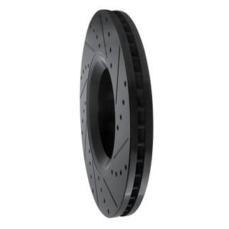 R1 05-11 Audi A6 Quattro Front Left Drilled & Slotted Black Brake Rotor