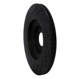 R1 04-18 Audi A8 Rear Right Drilled & Slotted Black Brake Rotor