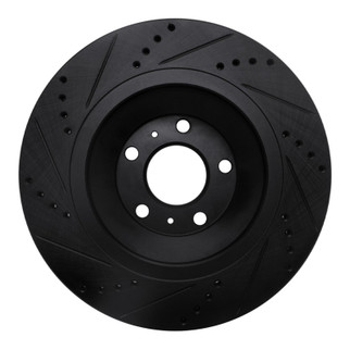 R1 04-18 Audi A8 Rear Right Drilled & Slotted Black Brake Rotor